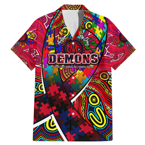 Autism Awareness Australia Melbourne Demons Family Matching Mermaid Dress and Hawaiian Shirt Aboriginal Indigenous Art