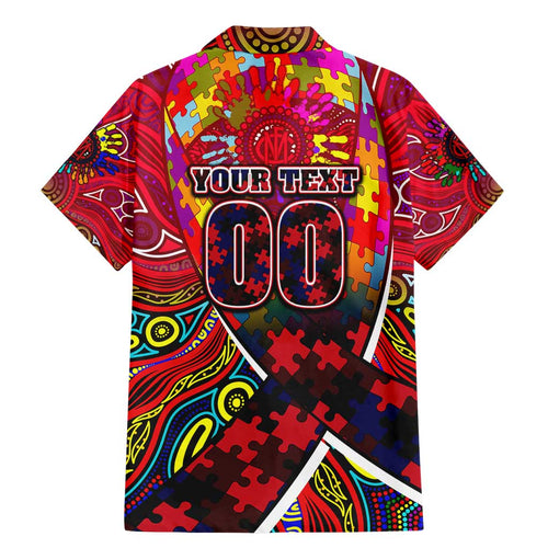 Autism Awareness Australia Melbourne Demons Family Matching Mermaid Dress and Hawaiian Shirt Aboriginal Indigenous Art