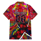 Autism Awareness Australia Melbourne Demons Family Matching Off The Shoulder Long Sleeve Dress and Hawaiian Shirt Aboriginal Indigenous Art