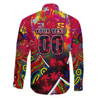 Autism Awareness Australia Melbourne Demons Family Matching Off The Shoulder Long Sleeve Dress and Hawaiian Shirt Aboriginal Indigenous Art