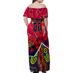 Autism Awareness Australia Melbourne Demons Family Matching Off Shoulder Maxi Dress and Hawaiian Shirt Aboriginal Indigenous Art