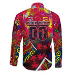 Autism Awareness Australia Melbourne Demons Family Matching Off Shoulder Short Dress and Hawaiian Shirt Aboriginal Indigenous Art