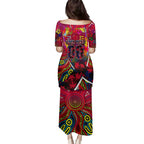 Autism Awareness Australia Melbourne Demons Family Matching Puletasi and Hawaiian Shirt Aboriginal Indigenous Art
