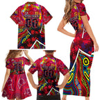 Autism Awareness Australia Melbourne Demons Family Matching Short Sleeve Bodycon Dress and Hawaiian Shirt Aboriginal Indigenous Art