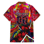 Autism Awareness Australia Melbourne Demons Family Matching Short Sleeve Bodycon Dress and Hawaiian Shirt Aboriginal Indigenous Art