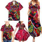Autism Awareness Australia Melbourne Demons Family Matching Summer Maxi Dress and Hawaiian Shirt Aboriginal Indigenous Art
