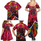 Autism Awareness Australia Melbourne Demons Family Matching Summer Maxi Dress and Hawaiian Shirt Aboriginal Indigenous Art