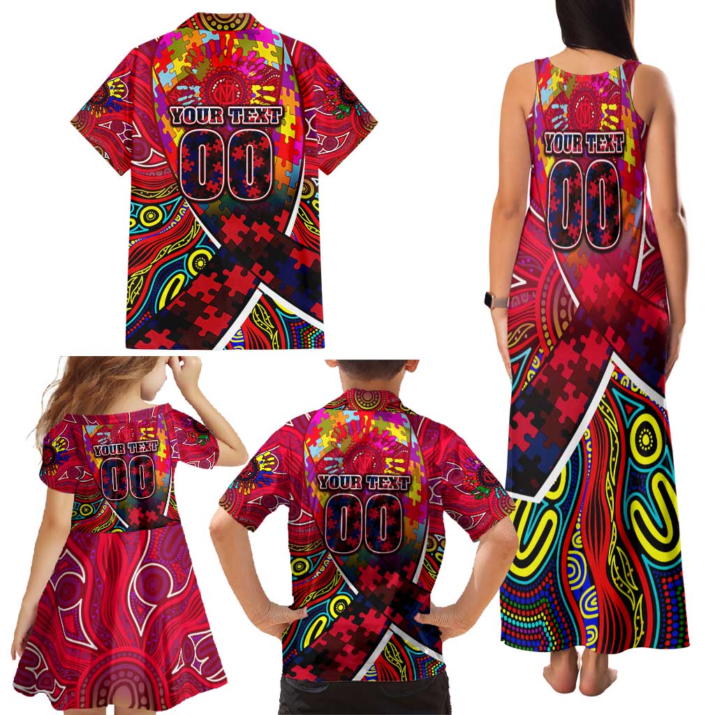 Autism Awareness Australia Melbourne Demons Family Matching Tank Maxi Dress and Hawaiian Shirt Aboriginal Indigenous Art