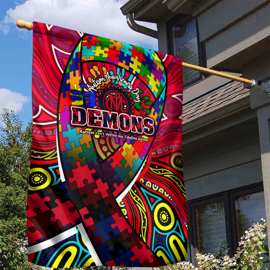 Autism Awareness Australia Melbourne Demons Garden Flag Aboriginal Indigenous Art