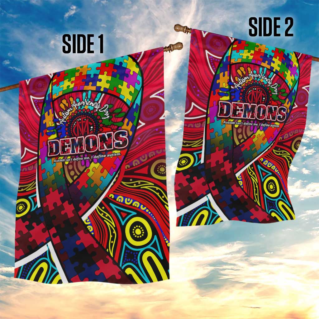 Autism Awareness Australia Melbourne Demons Garden Flag Aboriginal Indigenous Art
