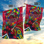 Autism Awareness Australia Melbourne Demons Garden Flag Aboriginal Indigenous Art