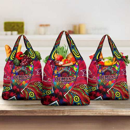 Autism Awareness Australia Melbourne Demons Grocery Bag Aboriginal Indigenous Art