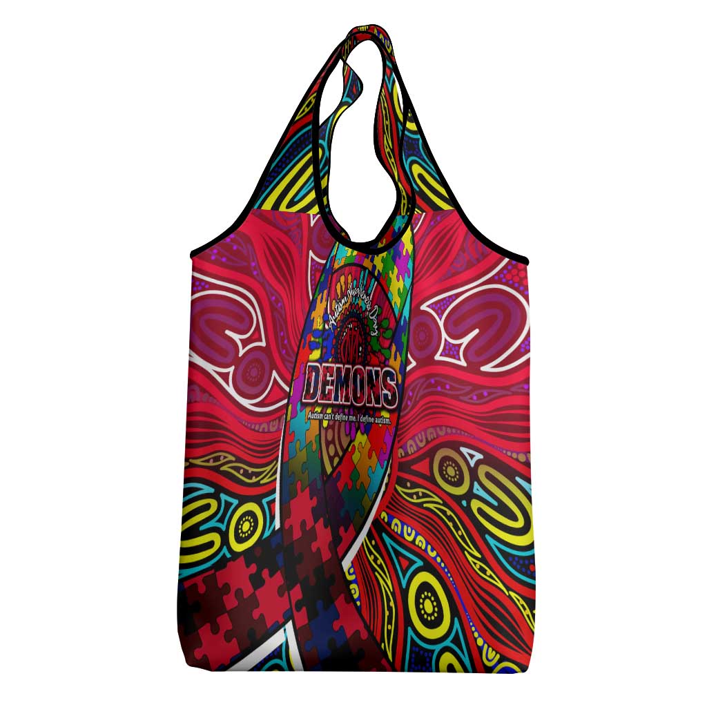 Autism Awareness Australia Melbourne Demons Grocery Bag Aboriginal Indigenous Art