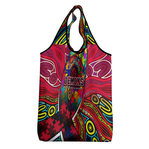 Autism Awareness Australia Melbourne Demons Grocery Bag Aboriginal Indigenous Art