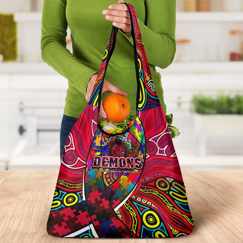 Autism Awareness Australia Melbourne Demons Grocery Bag Aboriginal Indigenous Art