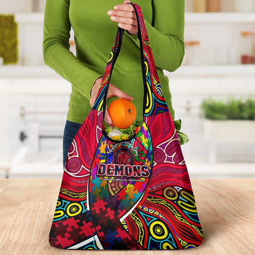 Autism Awareness Australia Melbourne Demons Grocery Bag Aboriginal Indigenous Art