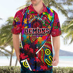 Autism Awareness Australia Melbourne Demons Hawaiian Shirt Aboriginal Indigenous Art