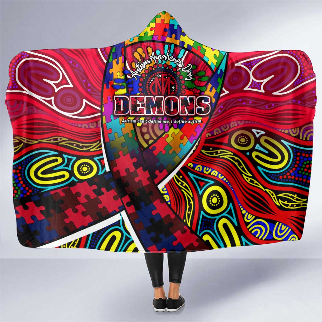 Autism Awareness Australia Melbourne Demons Hooded Blanket Aboriginal Indigenous Art