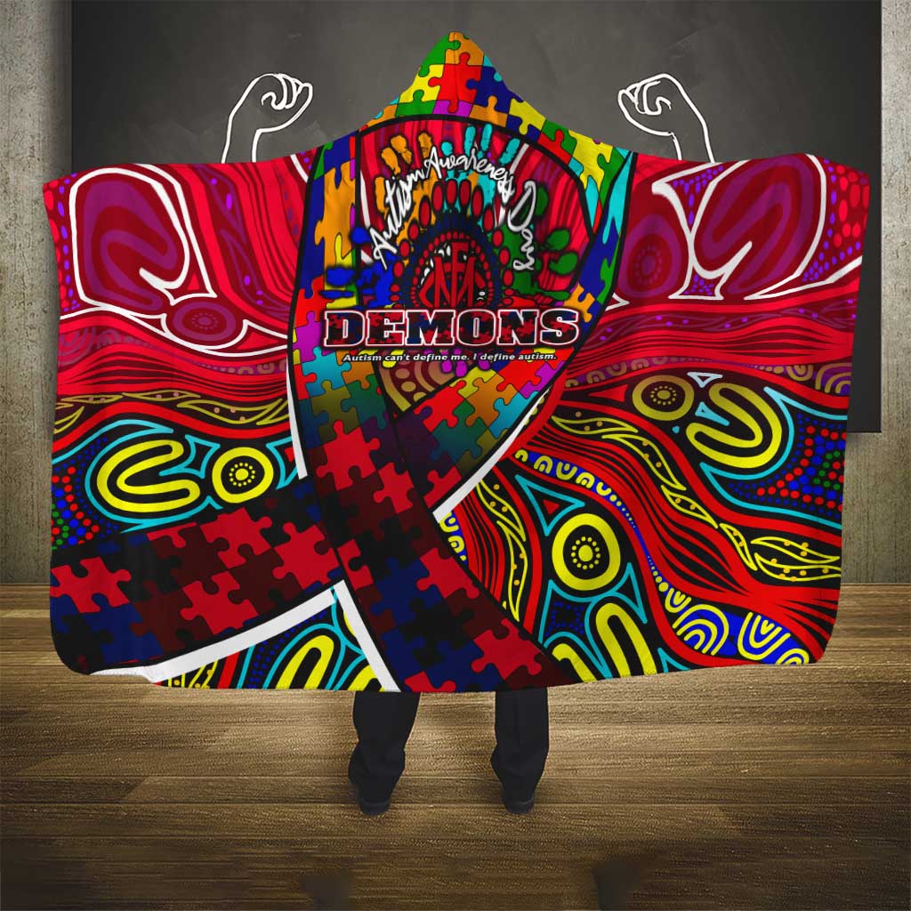 Autism Awareness Australia Melbourne Demons Hooded Blanket Aboriginal Indigenous Art