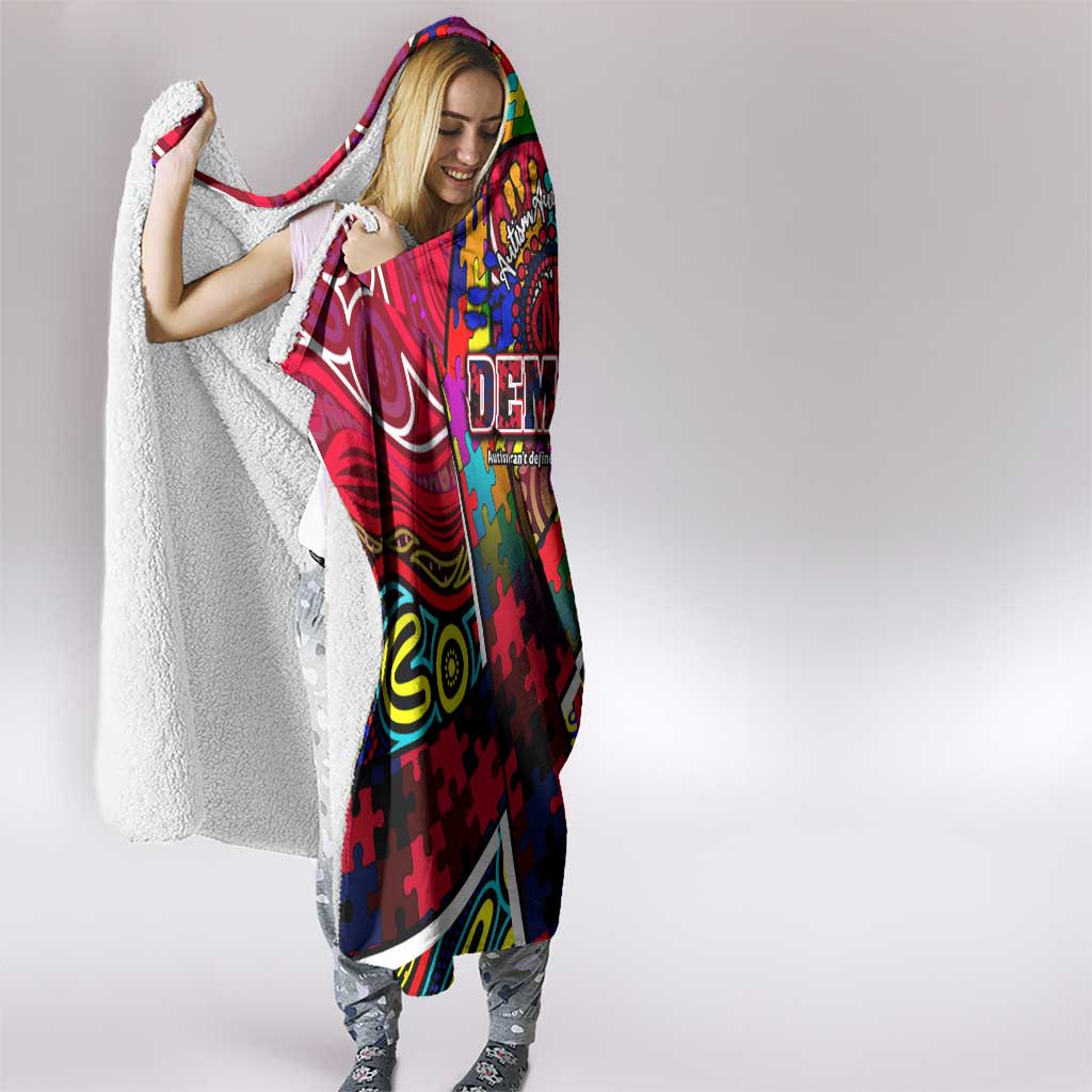 Autism Awareness Australia Melbourne Demons Hooded Blanket Aboriginal Indigenous Art