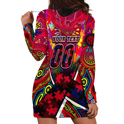 Autism Awareness Australia Melbourne Demons Hoodie Dress Aboriginal Indigenous Art