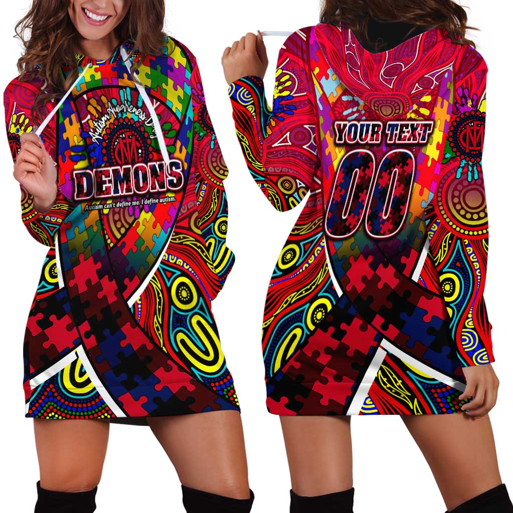 Autism Awareness Australia Melbourne Demons Hoodie Dress Aboriginal Indigenous Art
