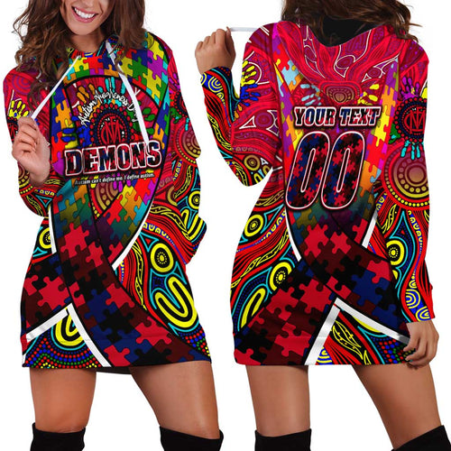 Autism Awareness Australia Melbourne Demons Hoodie Dress Aboriginal Indigenous Art