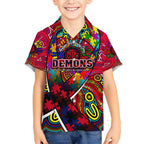 Autism Awareness Australia Melbourne Demons Kid Hawaiian Shirt Aboriginal Indigenous Art