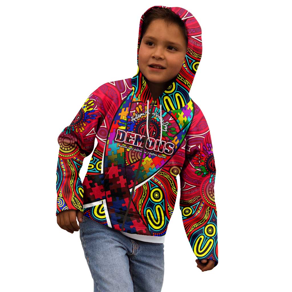 Autism Awareness Australia Melbourne Demons Kid Hoodie Aboriginal Indigenous Art