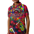 Autism Awareness Australia Melbourne Demons Kid Polo Shirt Aboriginal Indigenous Art