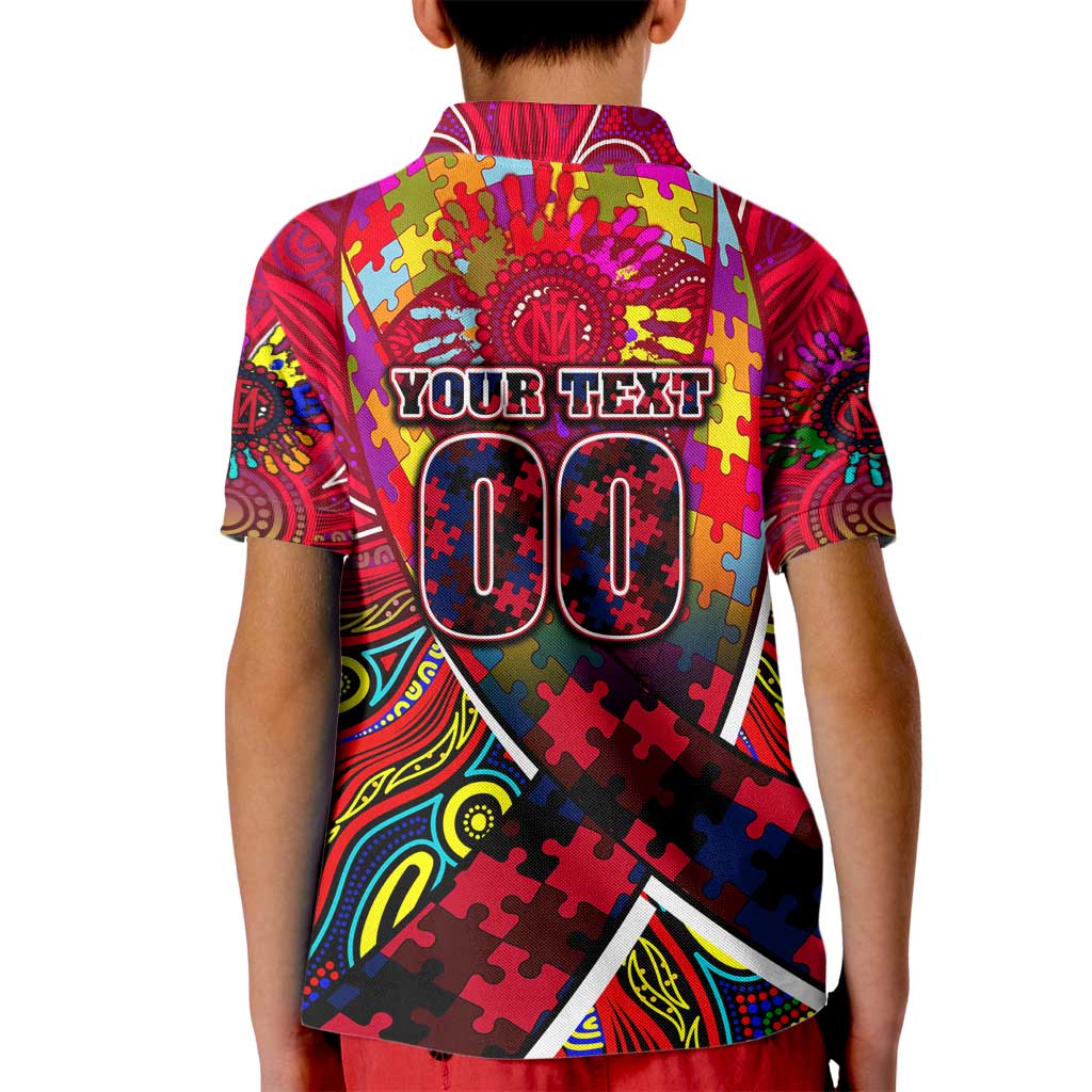 Autism Awareness Australia Melbourne Demons Kid Polo Shirt Aboriginal Indigenous Art