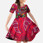 Autism Awareness Australia Melbourne Demons Kid Short Sleeve Dress Aboriginal Indigenous Art