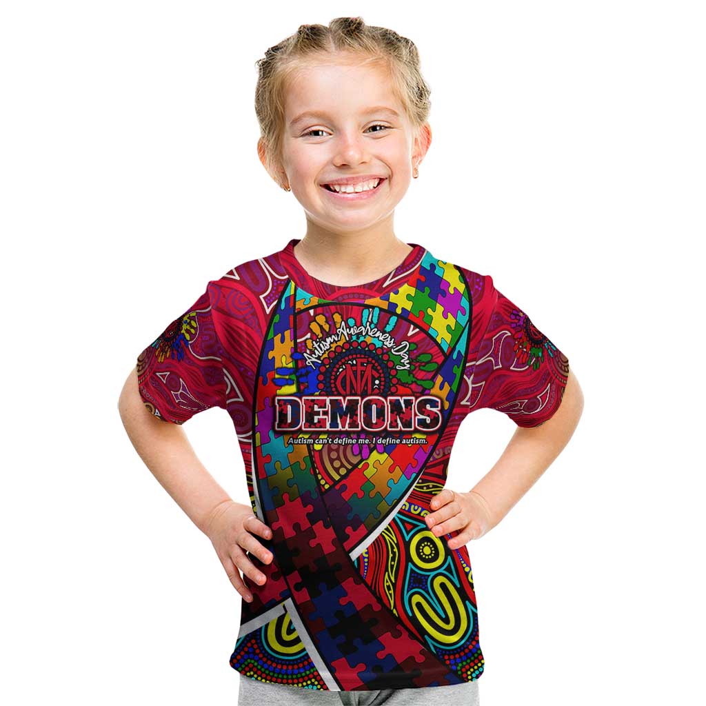 Autism Awareness Australia Melbourne Demons Kid T Shirt Aboriginal Indigenous Art