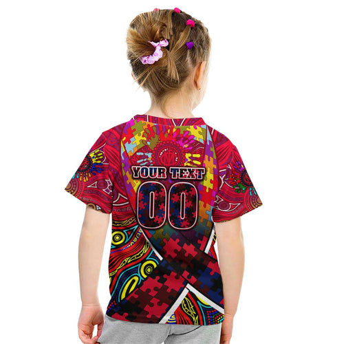 Autism Awareness Australia Melbourne Demons Kid T Shirt Aboriginal Indigenous Art