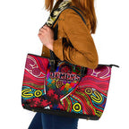 Autism Awareness Australia Melbourne Demons Leather Tote Bag Aboriginal Indigenous Art