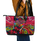 Autism Awareness Australia Melbourne Demons Leather Tote Bag Aboriginal Indigenous Art