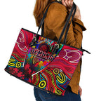Autism Awareness Australia Melbourne Demons Leather Tote Bag Aboriginal Indigenous Art