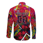 Autism Awareness Australia Melbourne Demons Long Sleeve Button Shirt Aboriginal Indigenous Art