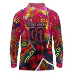 Autism Awareness Australia Melbourne Demons Long Sleeve Polo Shirt Aboriginal Indigenous Art