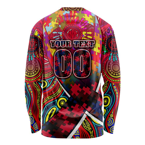 Autism Awareness Australia Melbourne Demons Long Sleeve Shirt Aboriginal Indigenous Art