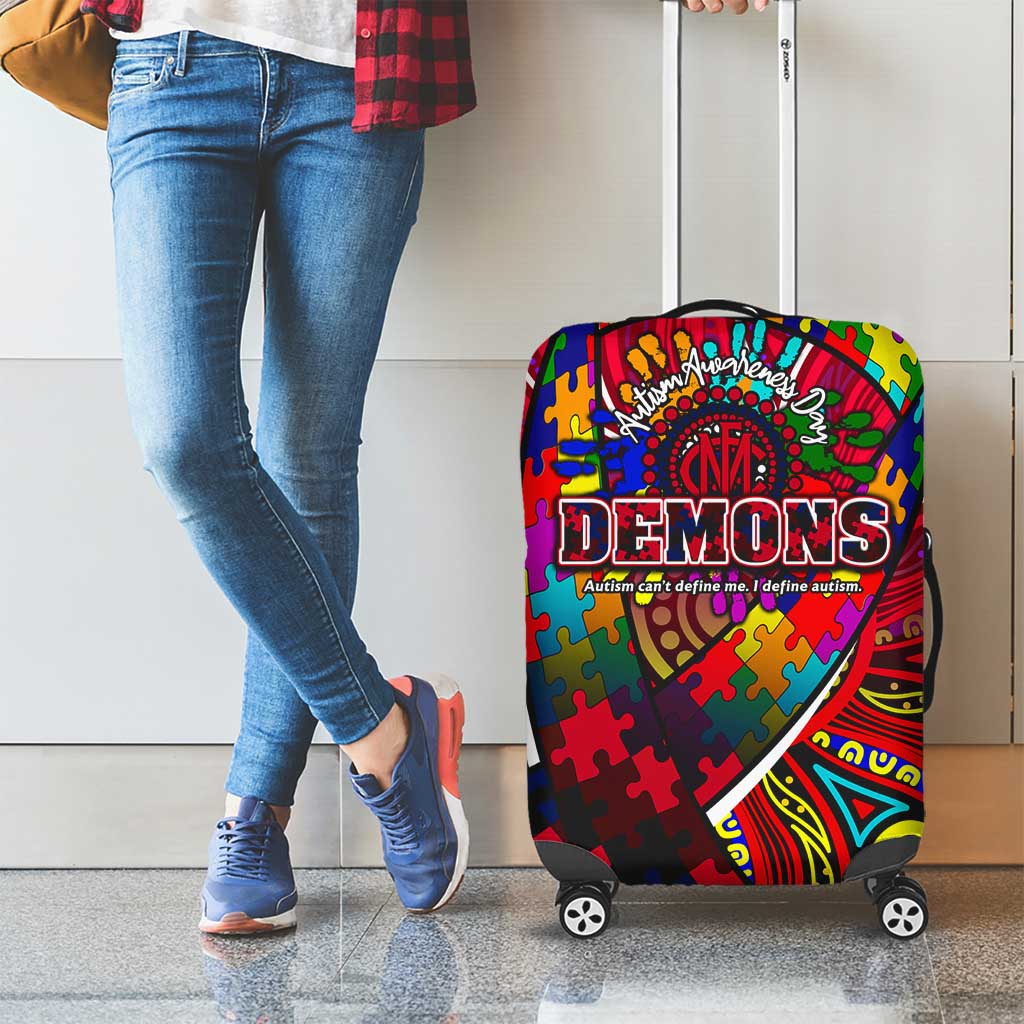 Autism Awareness Australia Melbourne Demons Luggage Cover Aboriginal Indigenous Art