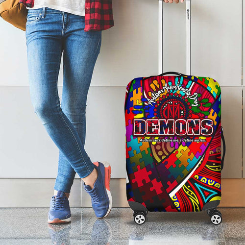 Autism Awareness Australia Melbourne Demons Luggage Cover Aboriginal Indigenous Art