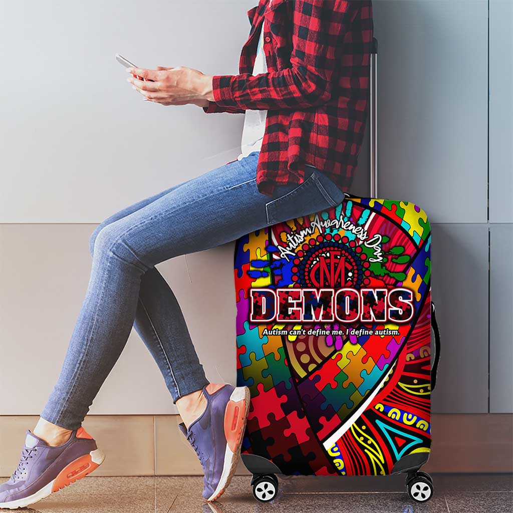 Autism Awareness Australia Melbourne Demons Luggage Cover Aboriginal Indigenous Art