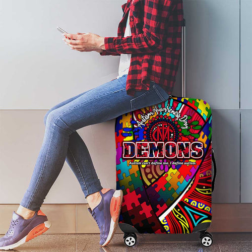 Autism Awareness Australia Melbourne Demons Luggage Cover Aboriginal Indigenous Art