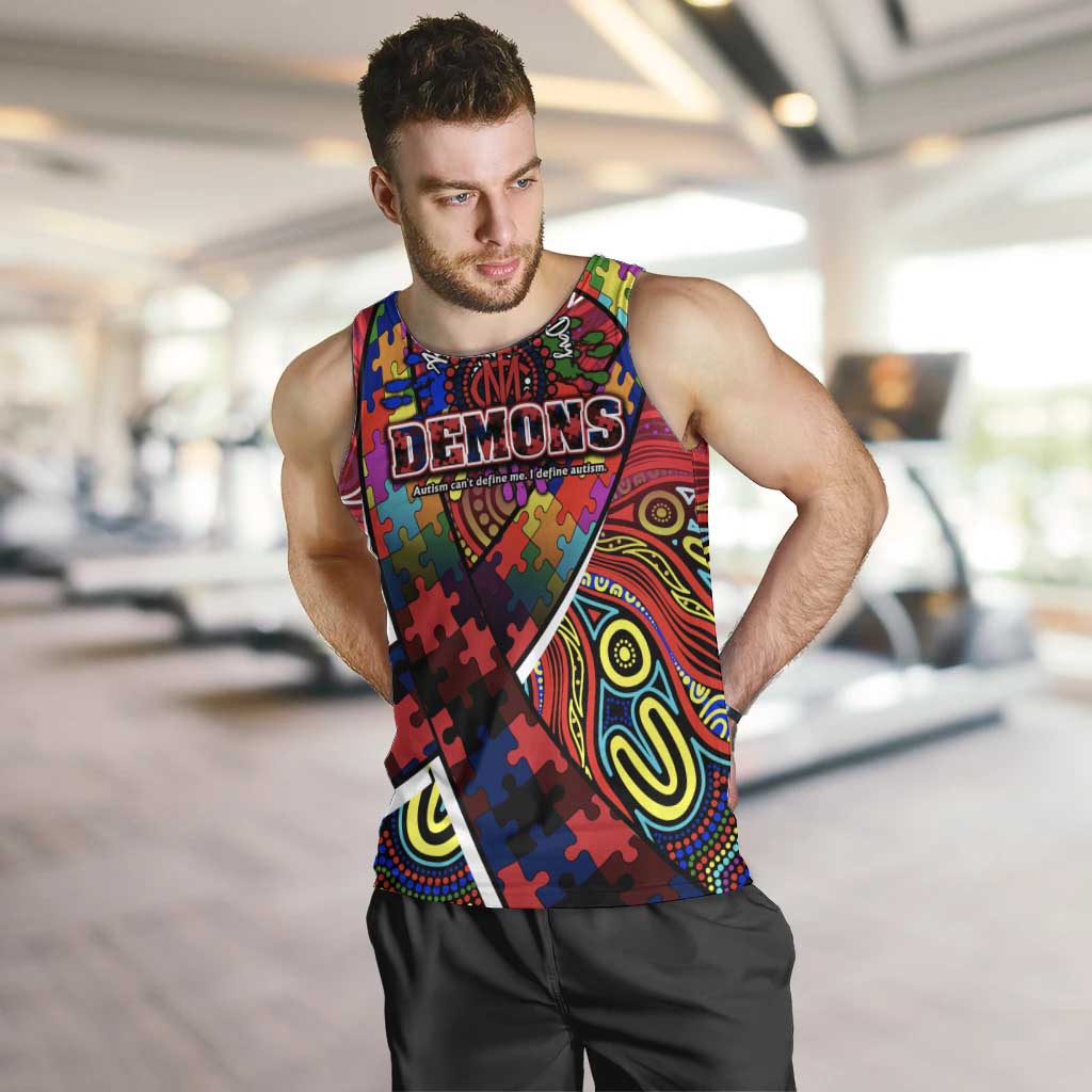 Autism Awareness Australia Melbourne Demons Men Tank Top Aboriginal Indigenous Art