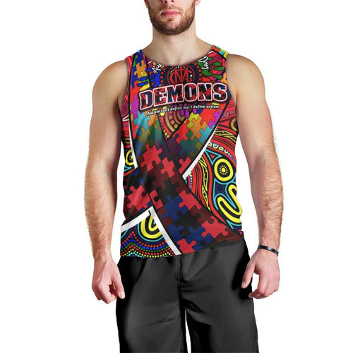 Autism Awareness Australia Melbourne Demons Men Tank Top Aboriginal Indigenous Art