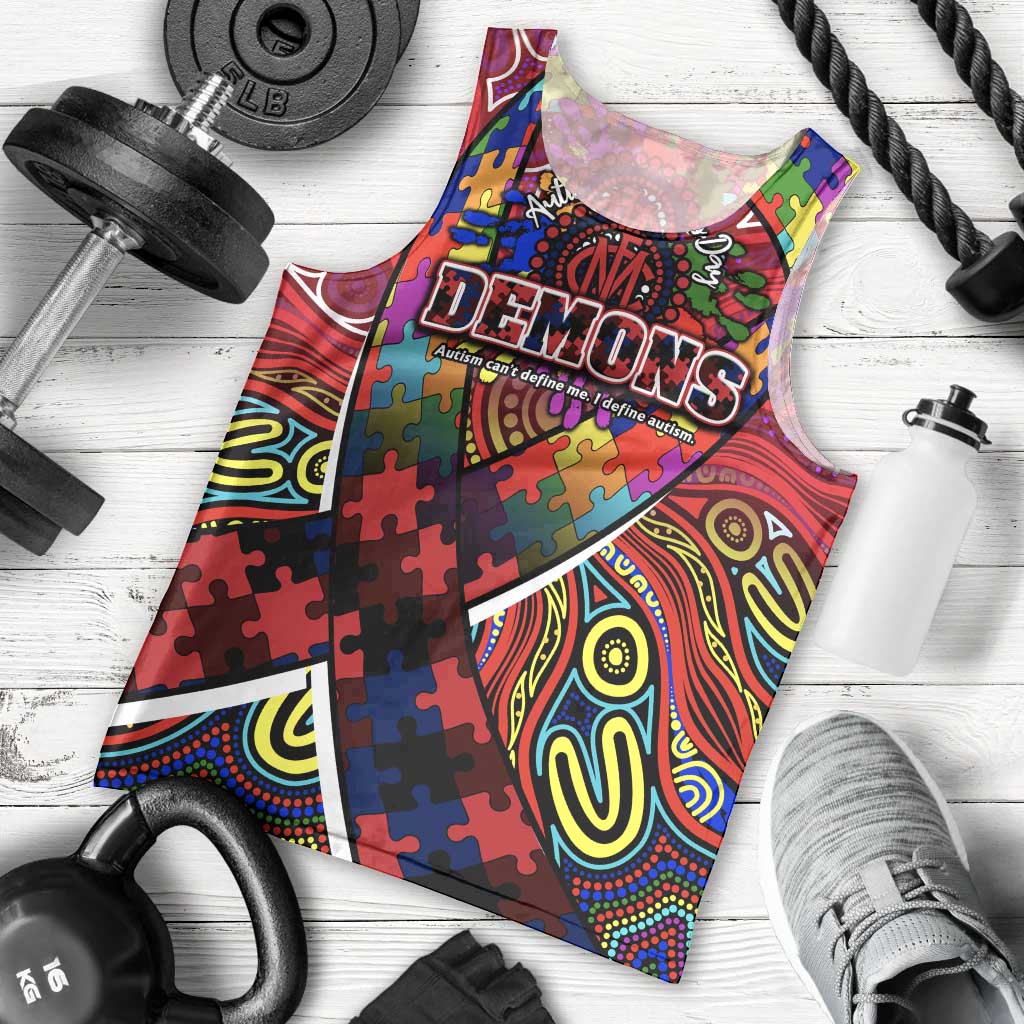 Autism Awareness Australia Melbourne Demons Men Tank Top Aboriginal Indigenous Art