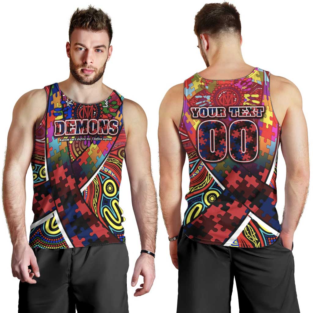 Autism Awareness Australia Melbourne Demons Men Tank Top Aboriginal Indigenous Art