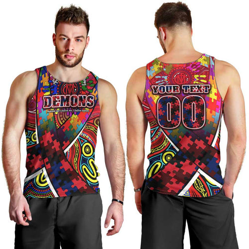 Autism Awareness Australia Melbourne Demons Men Tank Top Aboriginal Indigenous Art