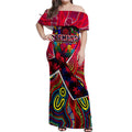 Autism Awareness Australia Melbourne Demons Off Shoulder Maxi Dress Aboriginal Indigenous Art